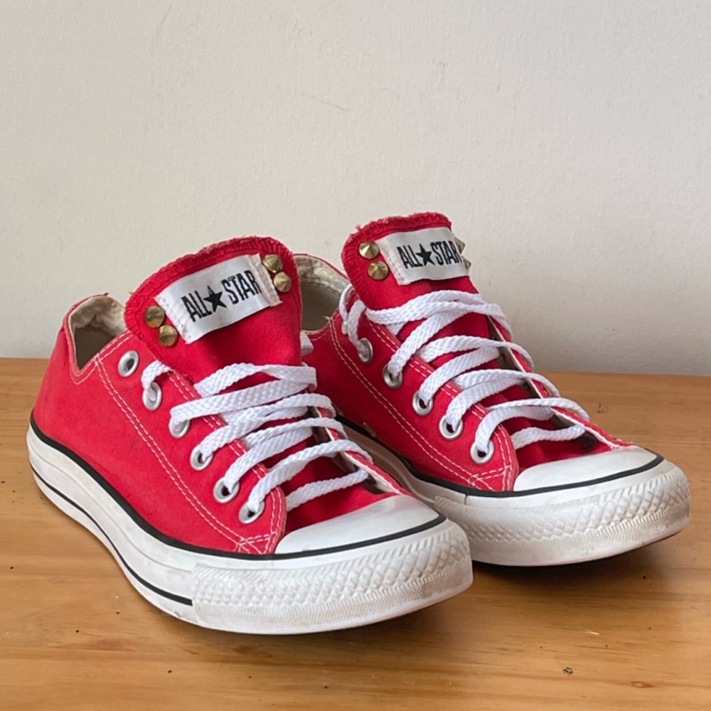 Spiked Red Converse All Star Sneakers Sz Women 8 Men 6